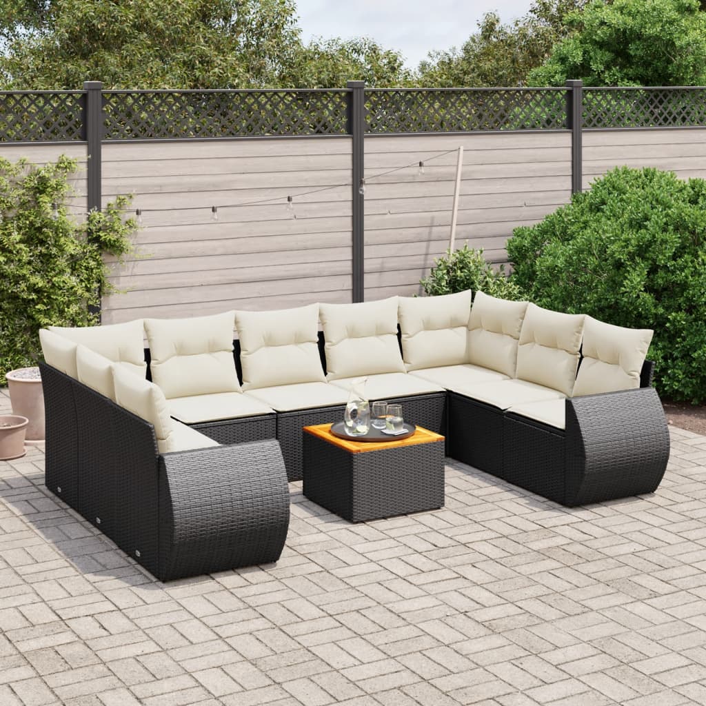 10-dijelni set vrtnih sofa od poliratana s jastucima sivi