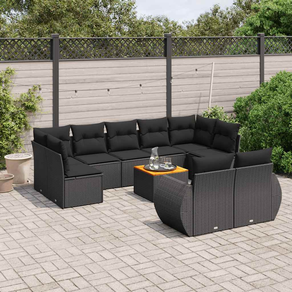 10-dijelni set vrtnih sofa od poliratana s jastucima sivi
