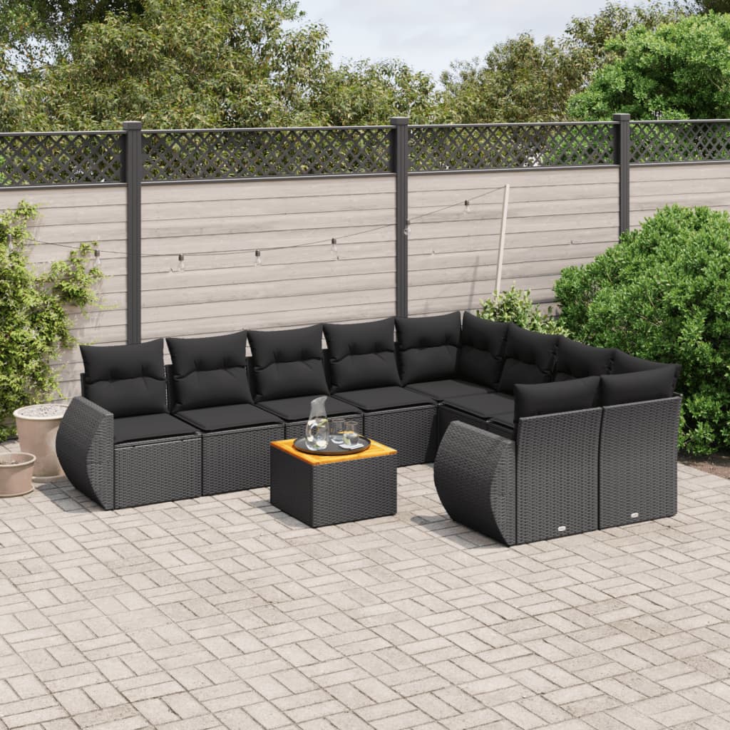 10-dijelni set vrtnih sofa od poliratana s jastucima sivi