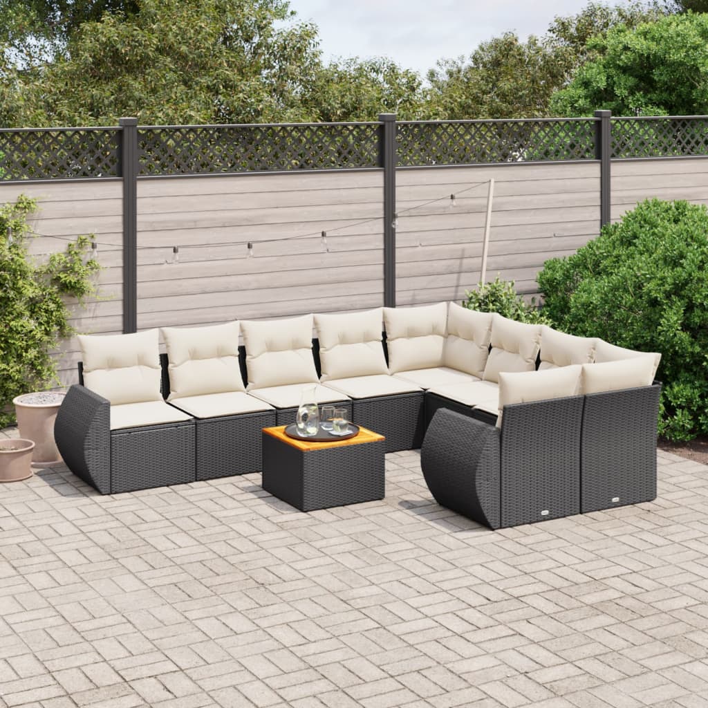 10-dijelni set vrtnih sofa od poliratana s jastucima sivi