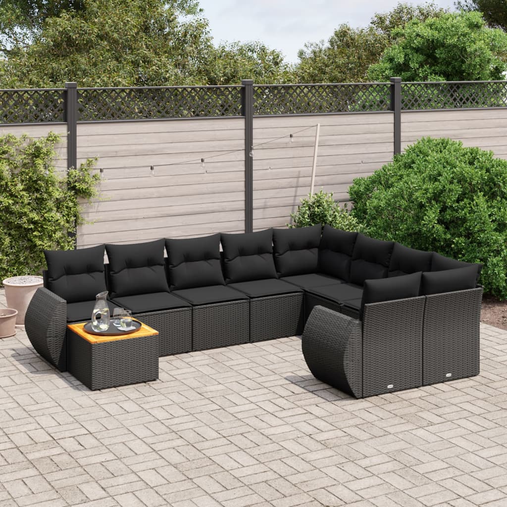 10-dijelni set vrtnih sofa od poliratana s jastucima sivi