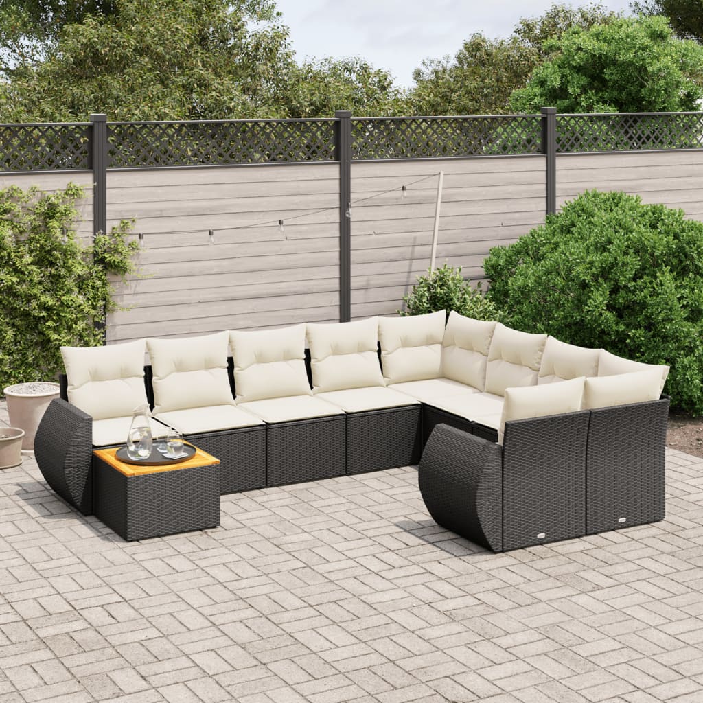 10-dijelni set vrtnih sofa od poliratana s jastucima sivi