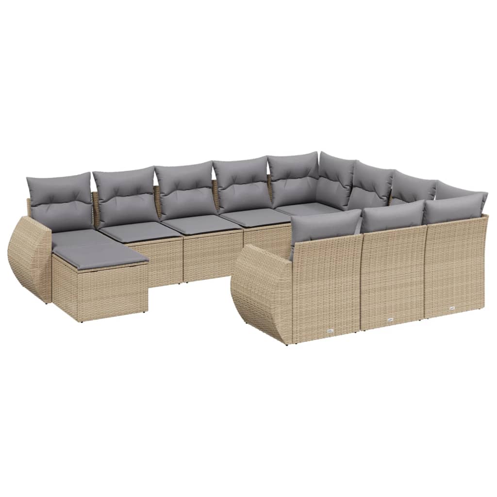 11-dijelni set vrtnih sofa od poliratana s jastucima bež