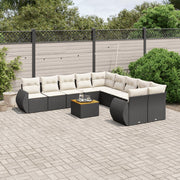 11-dijelni set vrtnih sofa od poliratana s jastucima crni Crna 70 x 62 x 69 cm