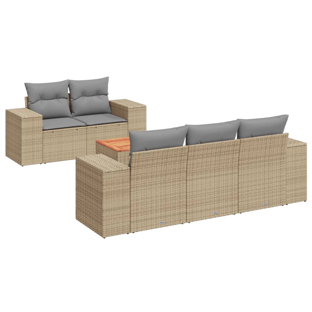 6-dijelni set vrtnih sofa s jastucima bež od poliratana