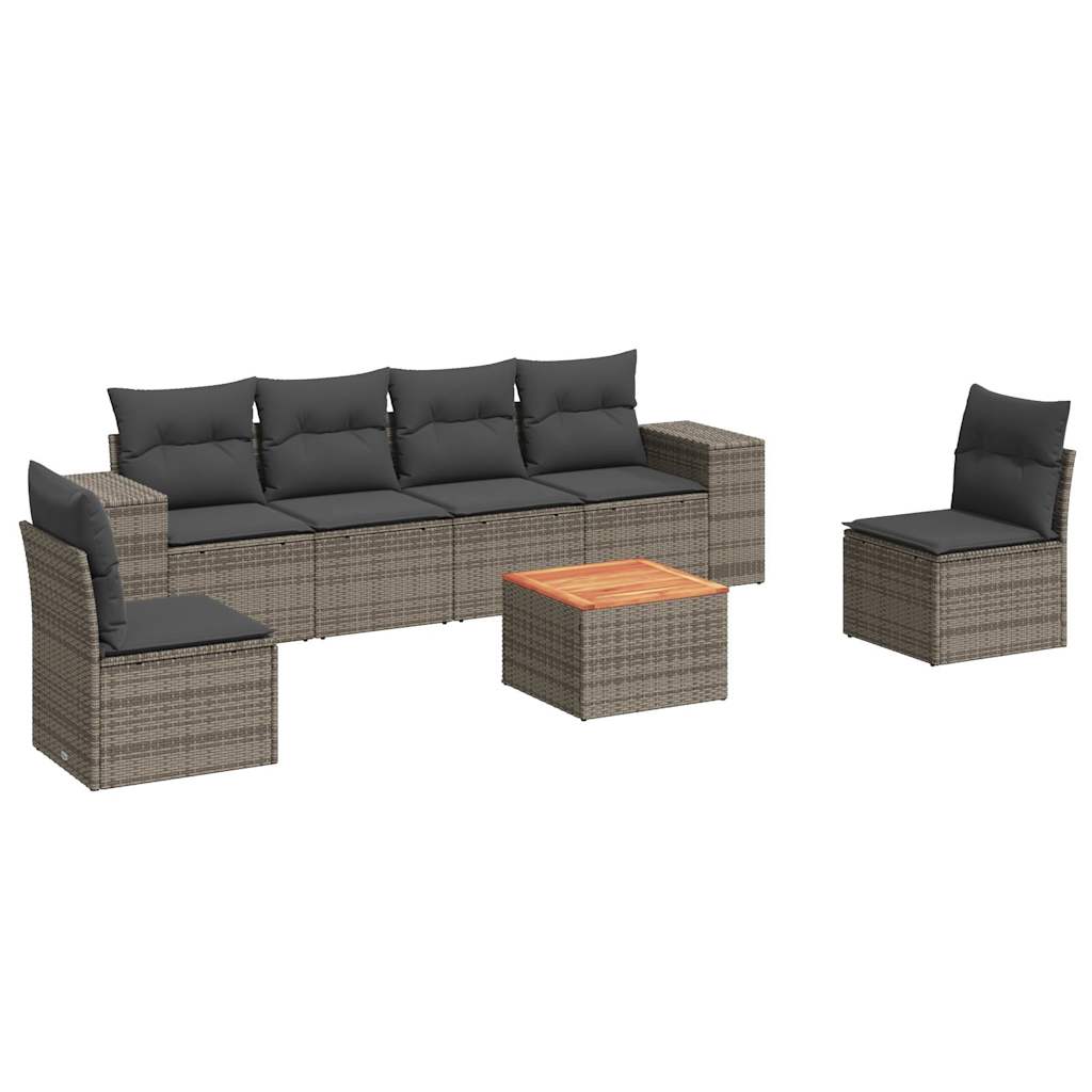 7-dijelni set vrtnih sofa sivi od poliratana
