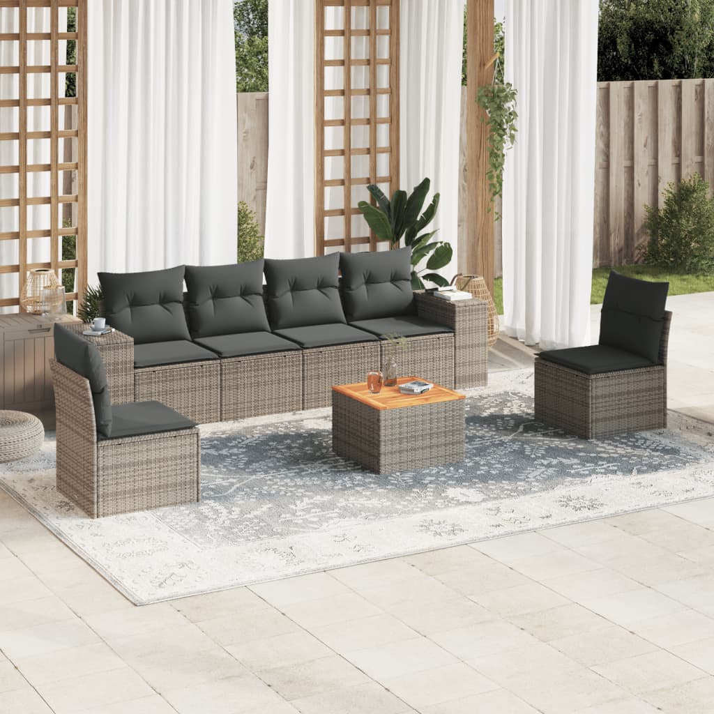 7-dijelni set vrtnih sofa sivi od poliratana