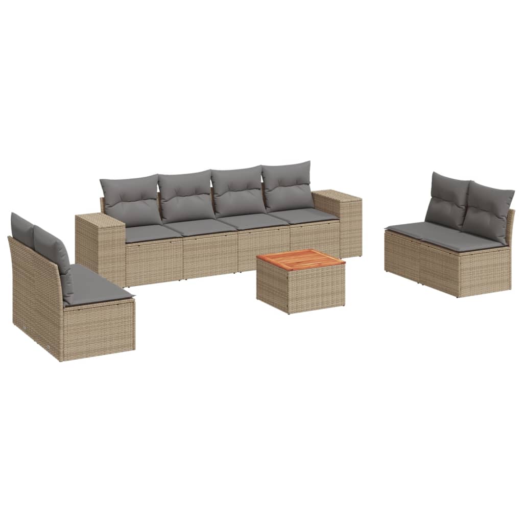 9-dijelni set vrtnih sofa s jastucima bež od poliratana