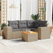 5-dijelni vrtni set sofa s jastucima bež od poliratana
