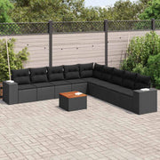 10-dijelni set vrtnih sofa s jastucima crni od poliratana
