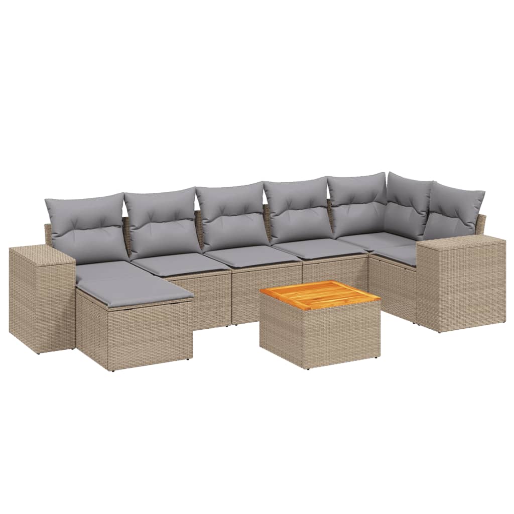 8-dijelni set vrtnih sofa od poliratana s jastucima bež
