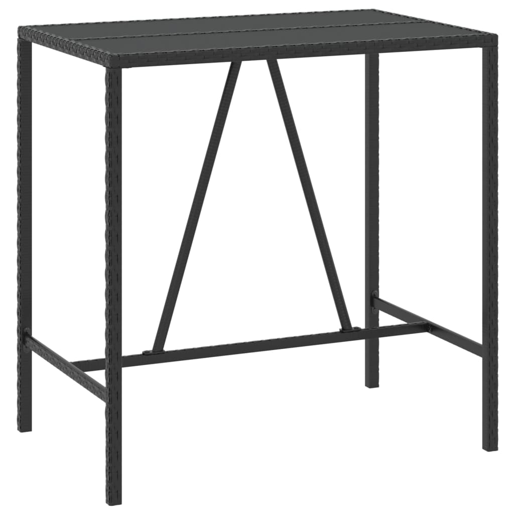 5-dijelni vrtni barski set od poliratana s jastucima crni Crna 110 x 70 x 110 cm