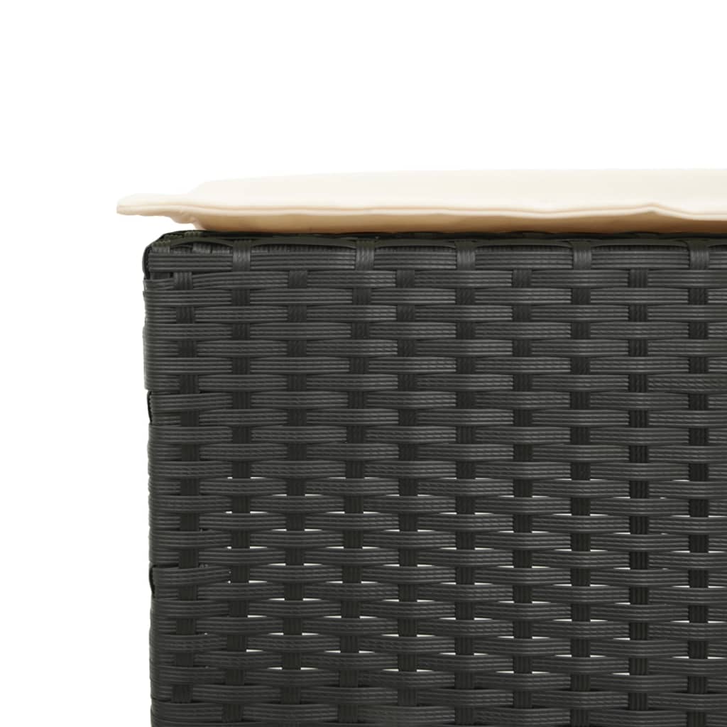 5-dijelni vrtni barski set od poliratana s jastucima crni Crna 110 x 70 x 110 cm