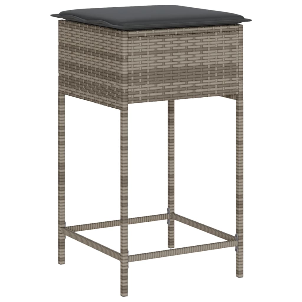9-dijelni vrtni barski set s jastucima sivi od poliratana Siva 180 x 70 x 110 cm