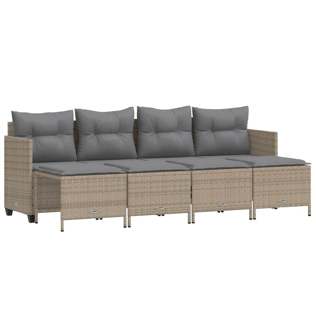 5-dijelni vrtni set sofa s jastucima bež od poliratana