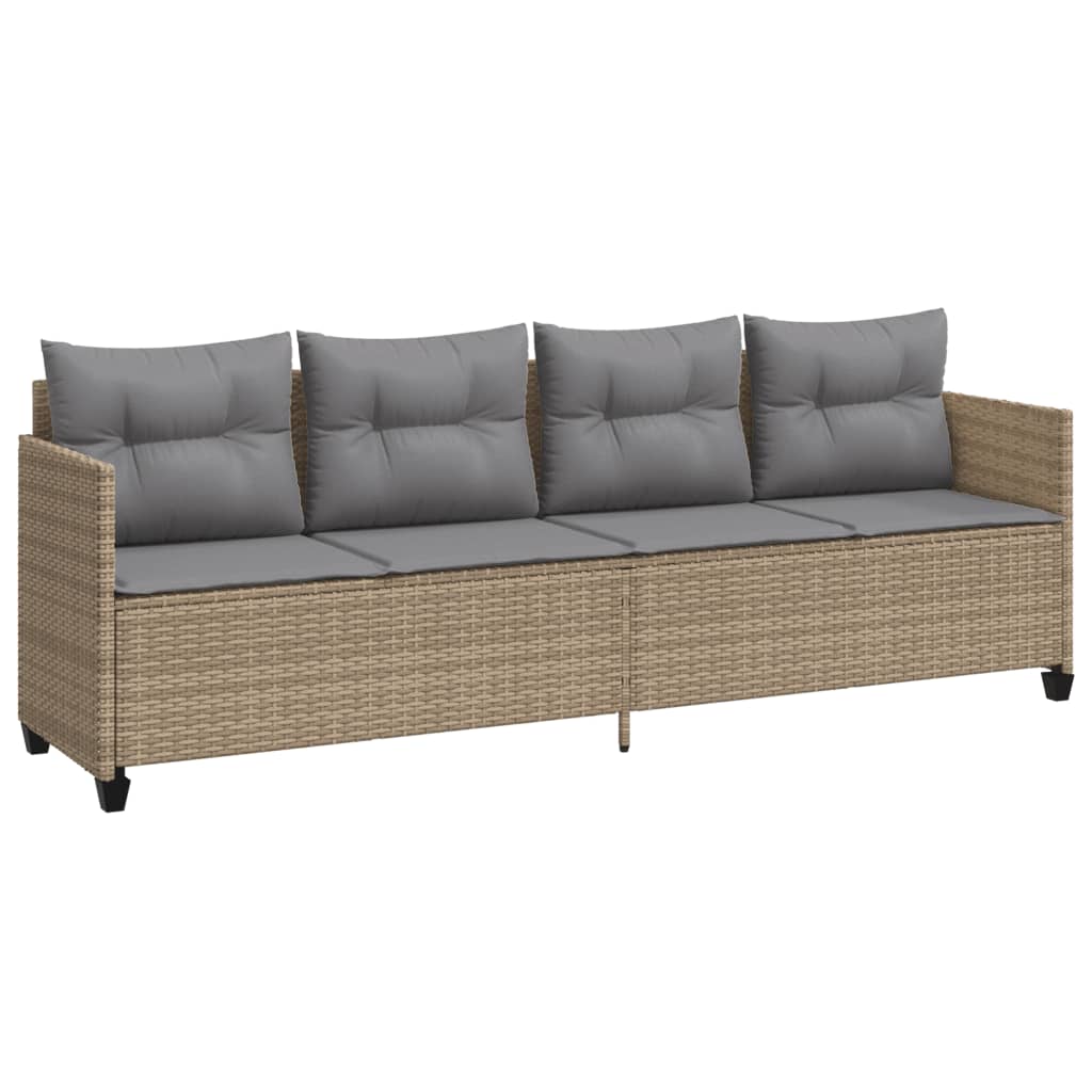 5-dijelni vrtni set sofa s jastucima bež od poliratana