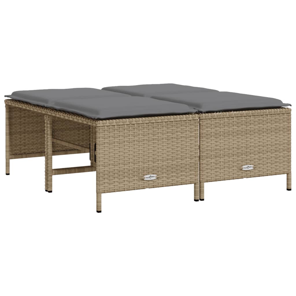 5-dijelni vrtni set sofa s jastucima bež od poliratana