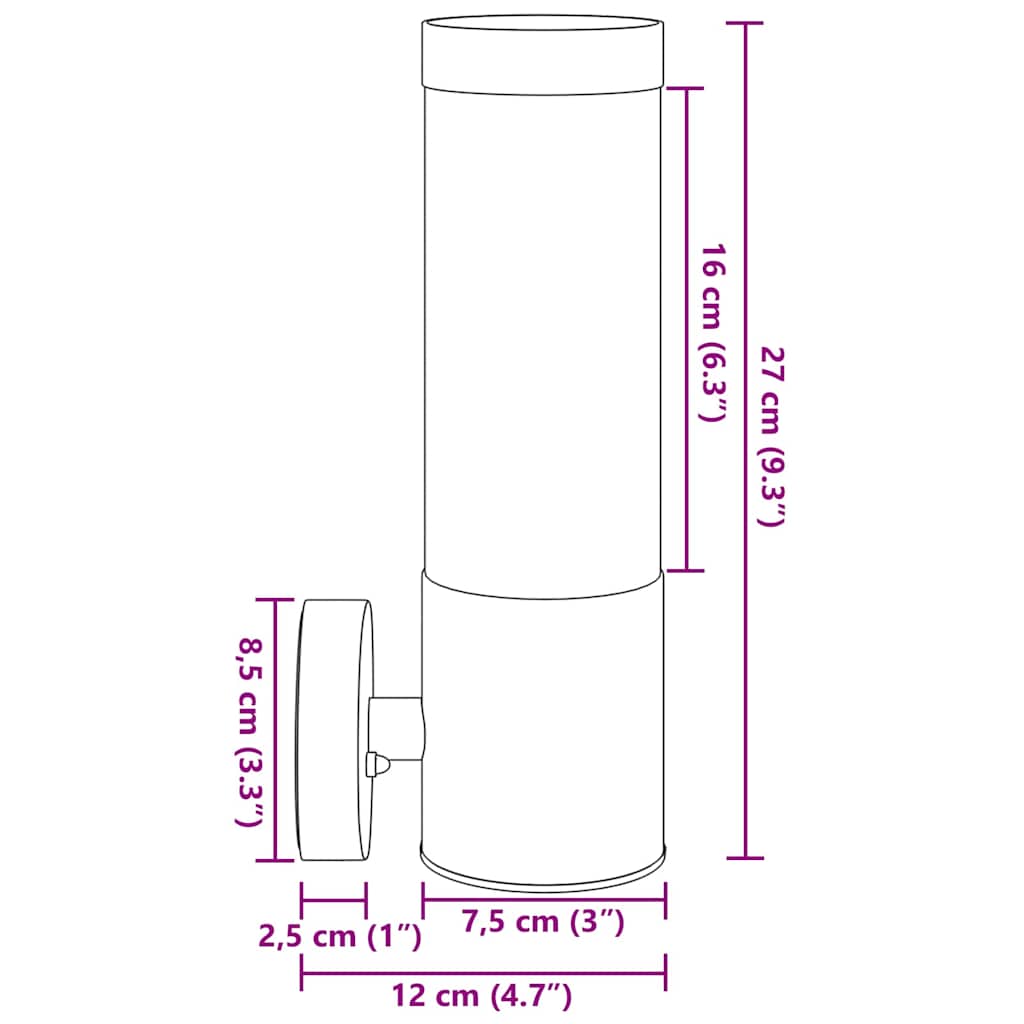Vanjska zidna lampa Srebrno 12 x 8,5 x 27 cm