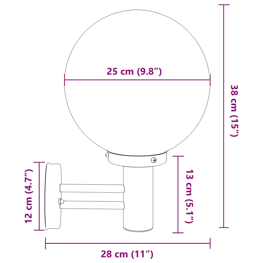 Vanjska zidna lampa 2 pcs Crna 28 x 25 x 38 cm
