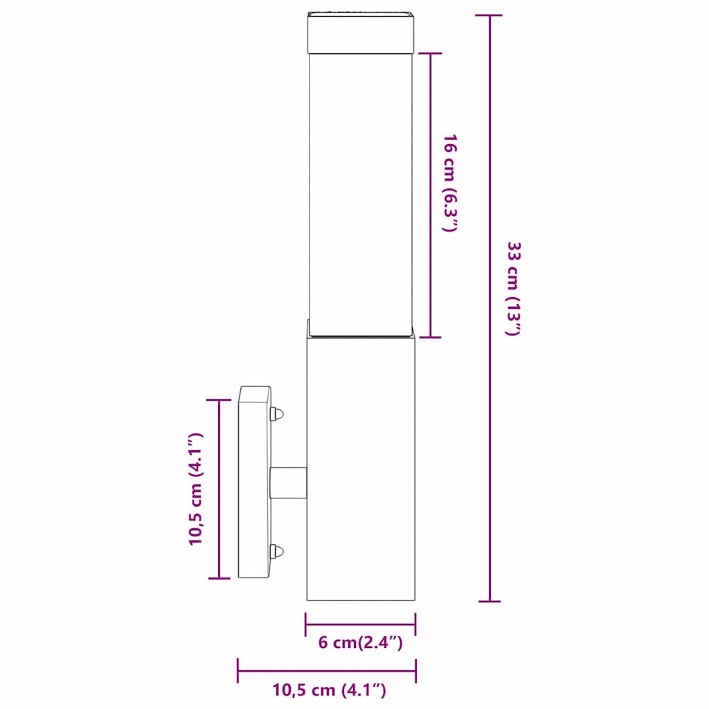 Vanjska zidna lampa Crna 10.5 x 6 x 33 cm