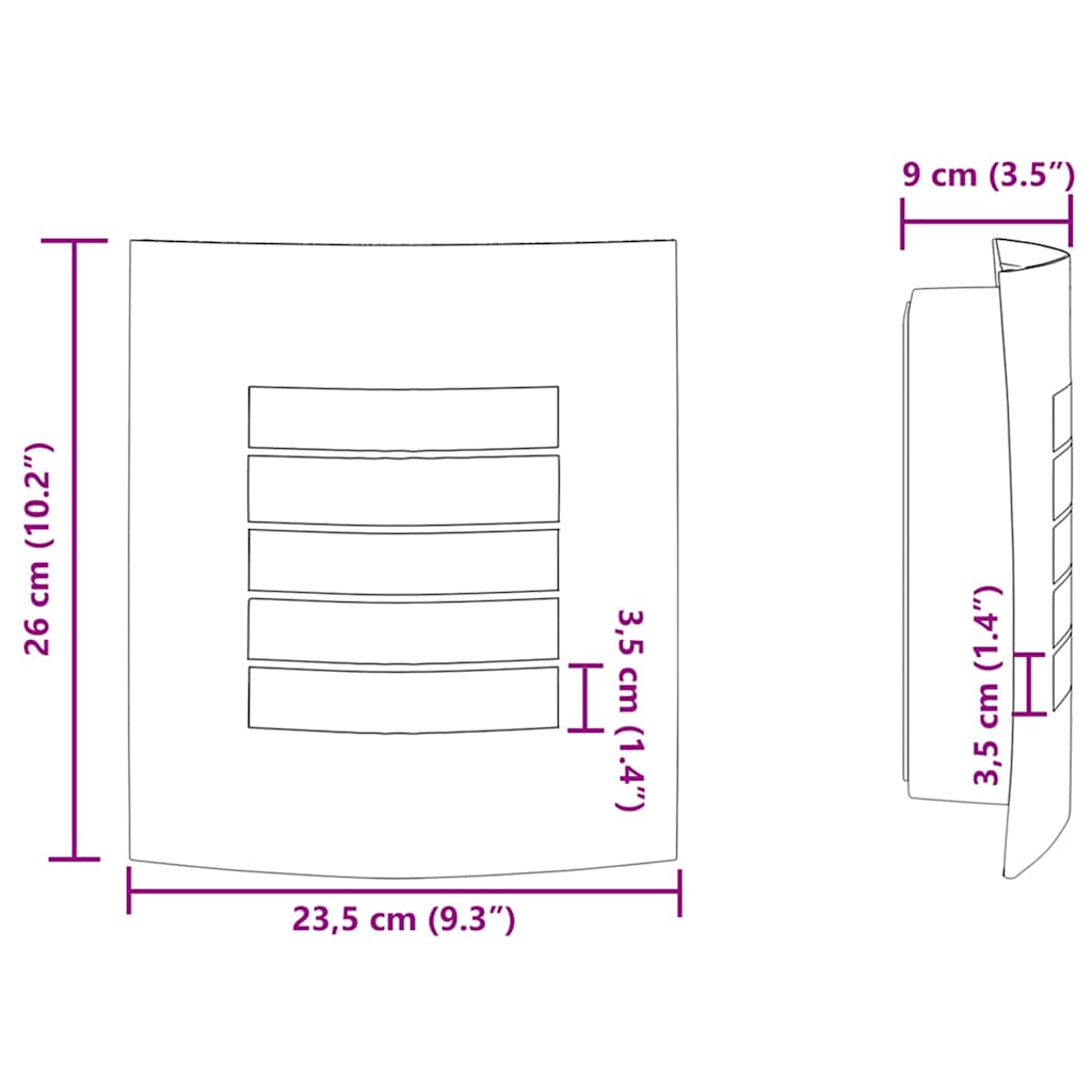 Vanjska zidna lampa 2 pcs Crna 23.5 x 9 x 26 cm
