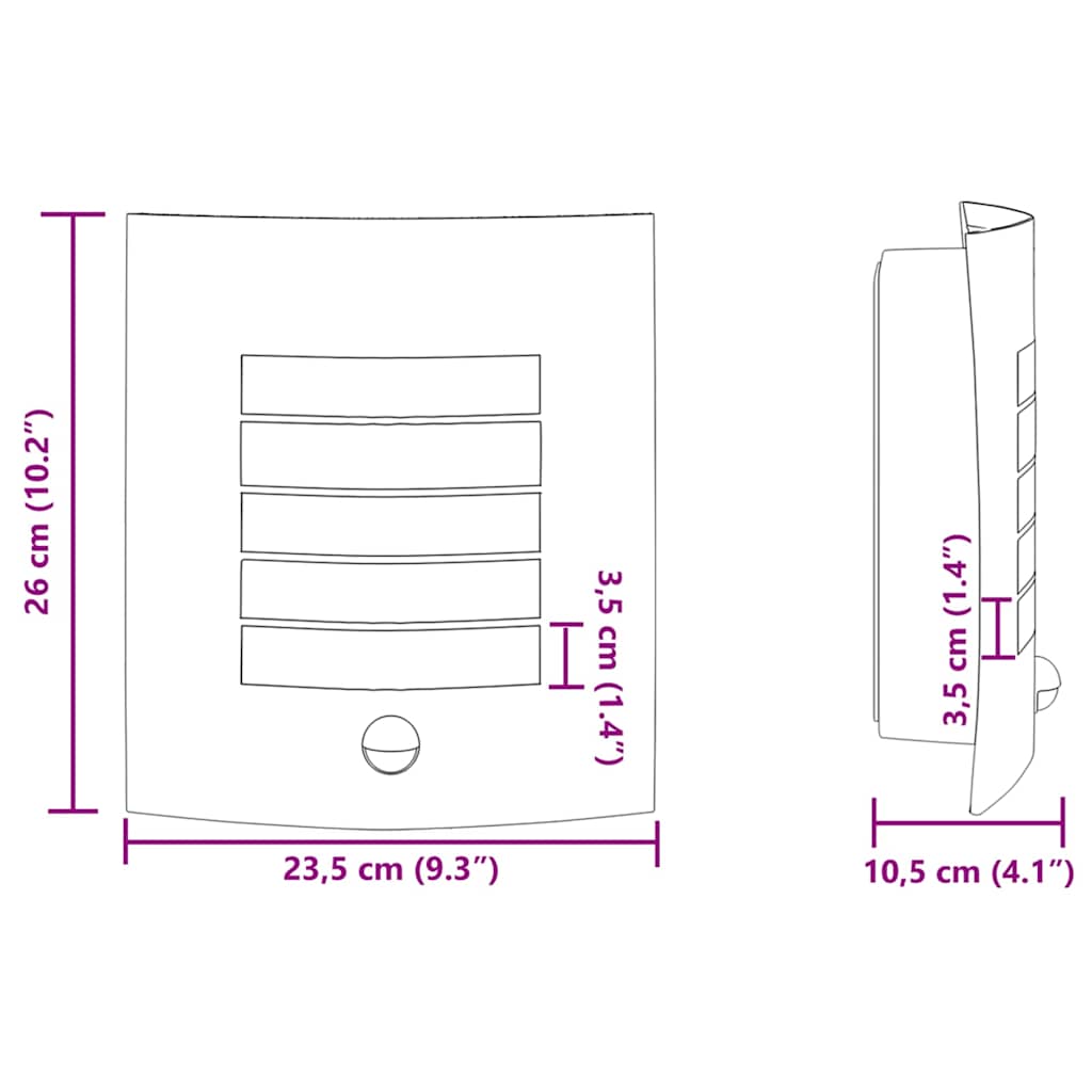 Vanjska zidna lampa 2 pcs Crna 23.5 x 9 x 26 cm