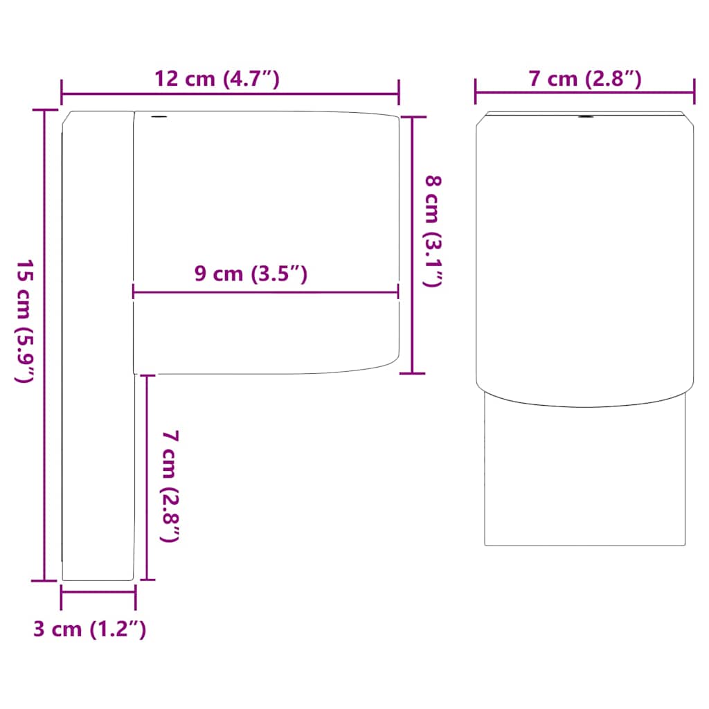 Vanjska zidna lampa 2 pcs Crna 12 x 7 x 15 cm Nehrđajući čelik