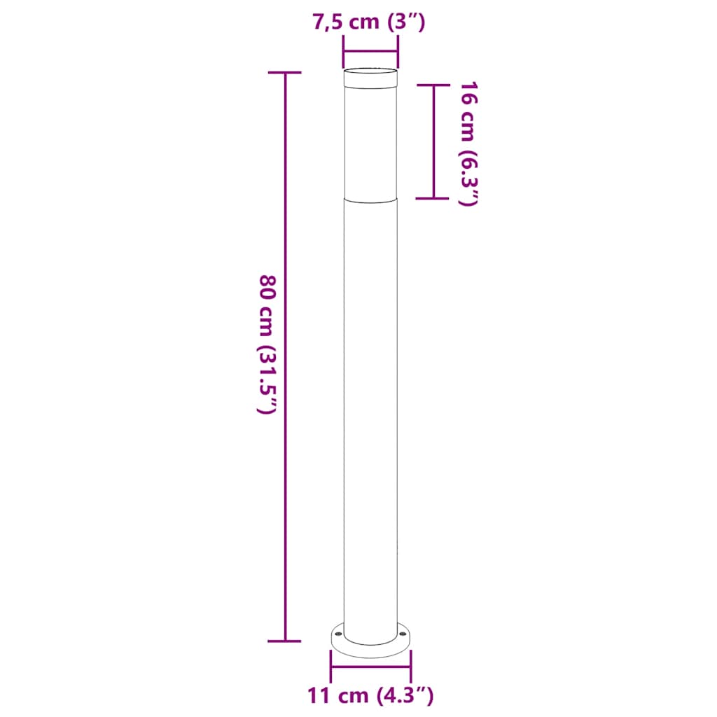 Stupić za zidne lampe 3 kom 80 cm od nehrđajućeg čelika IP44