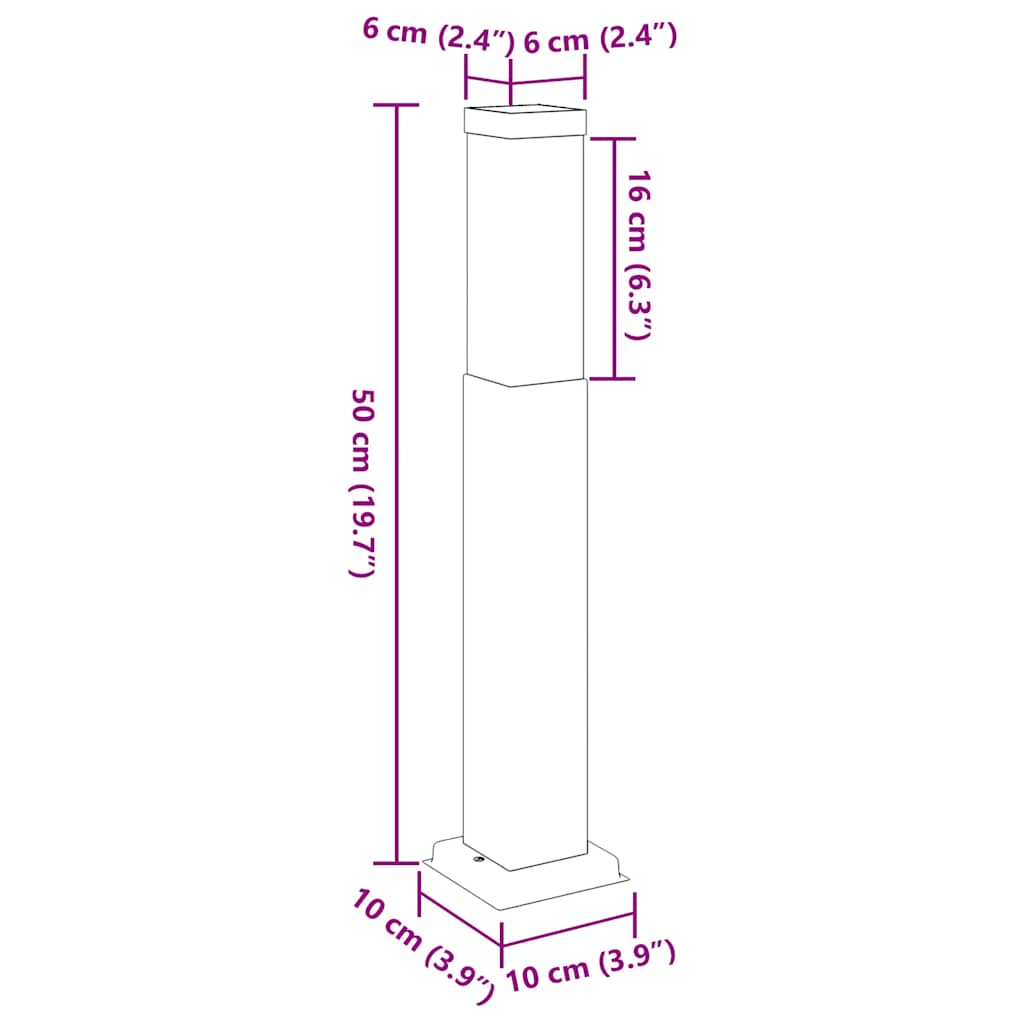 Stupić za svjetlo 50 cm Crni IP44