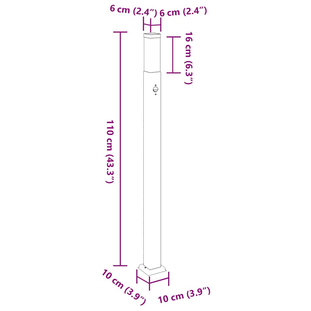Stupić za svjetlo sa senzorom 3 kom 110 cm crne IP44