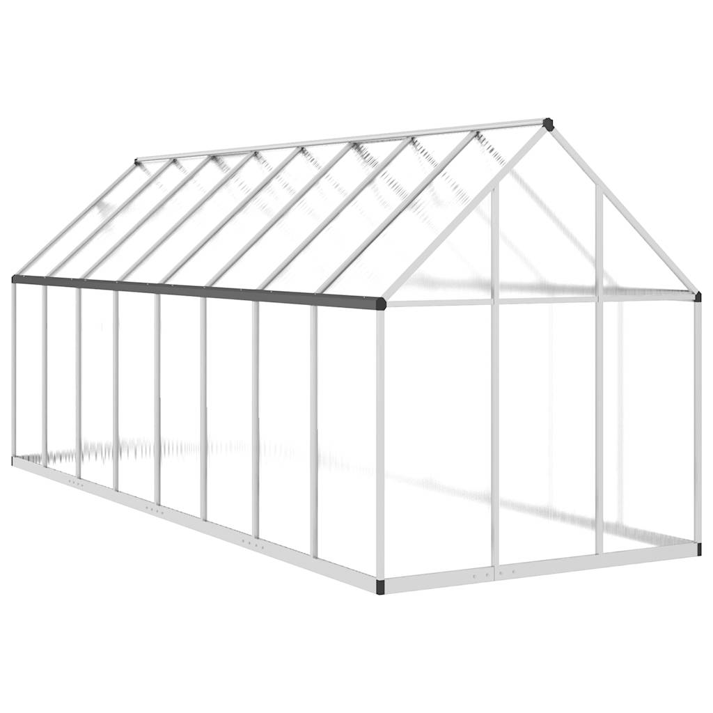 Staklenik s okvirom srebrni 445 x 169 x 195 cm aluminijski