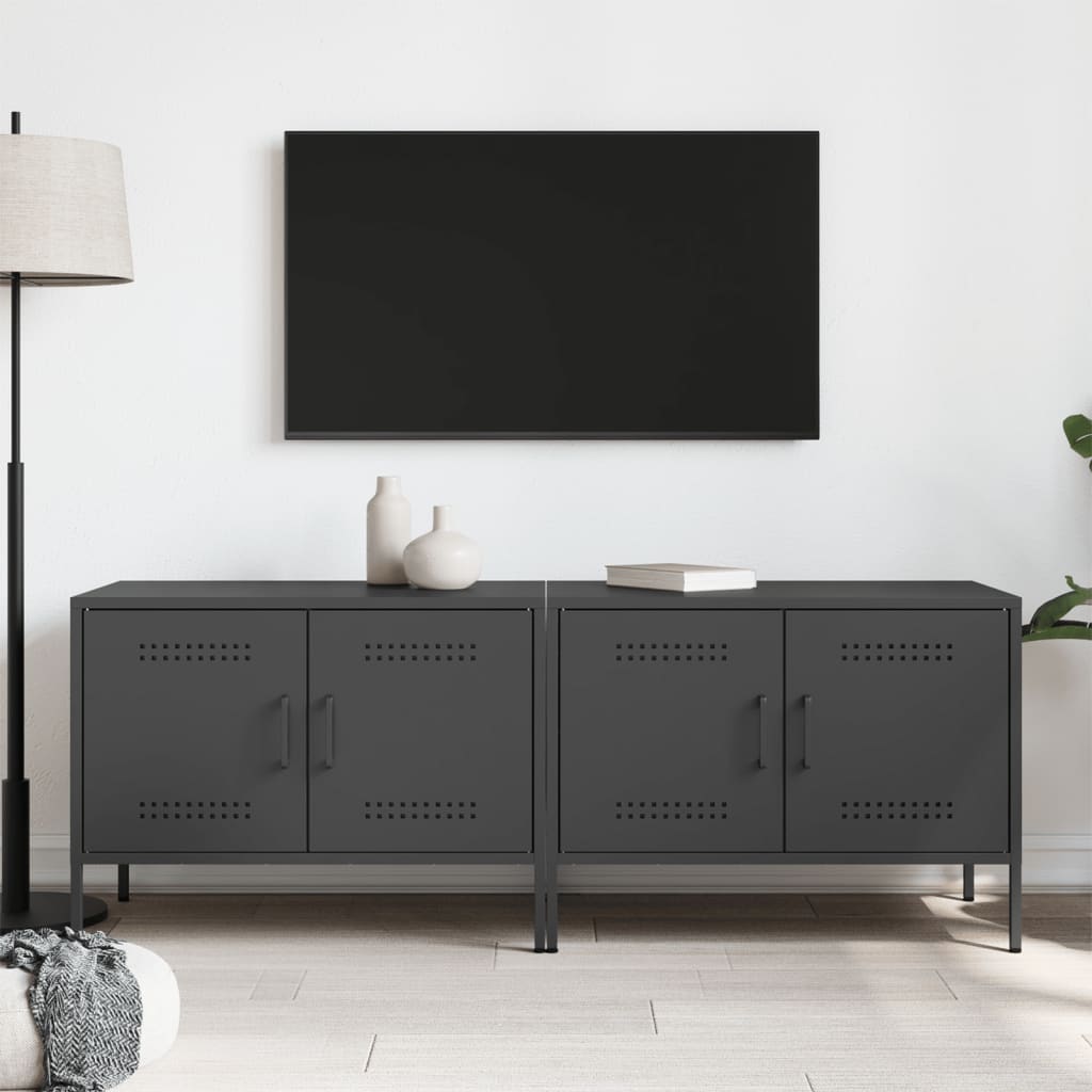 TV ormarići 2 kom crni 68 x 39 x 50,5 cm čelični
