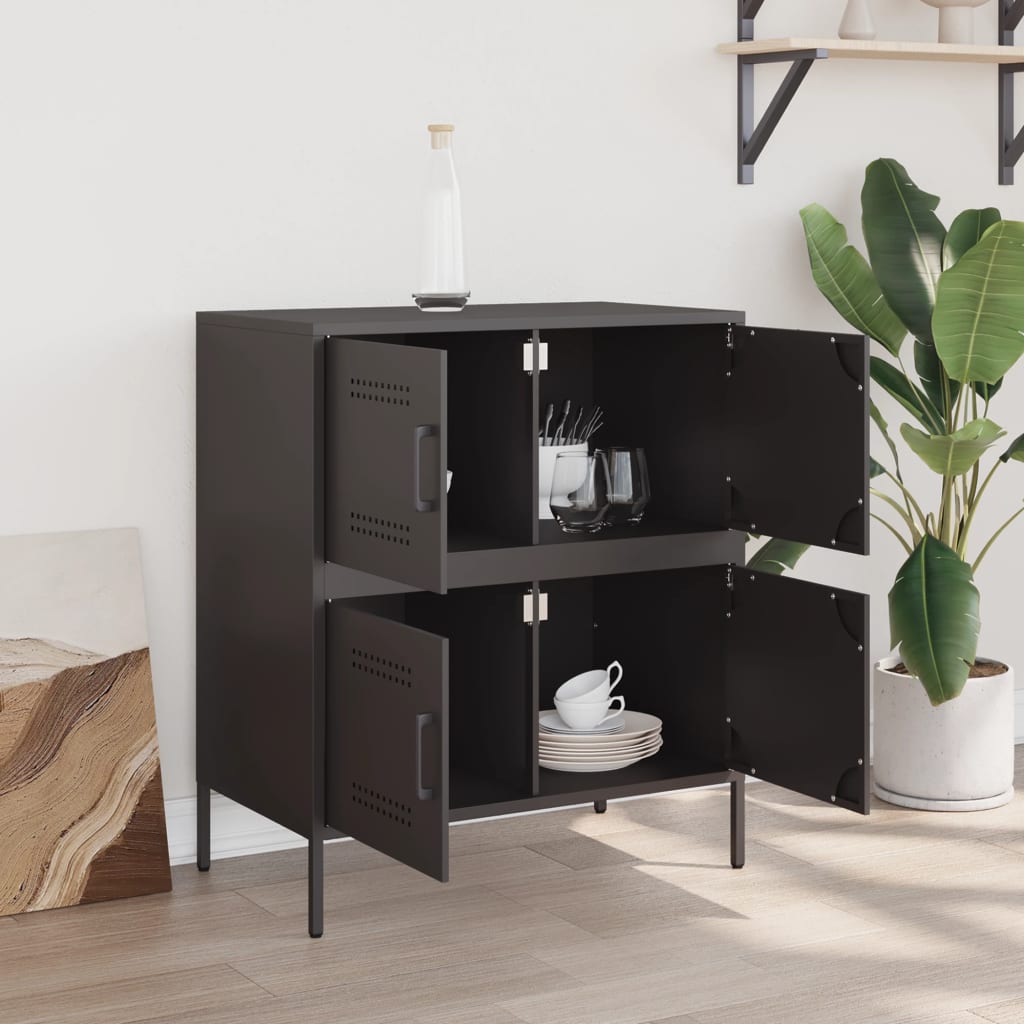 Komoda crna 68 x 39 x 79 cm čelična