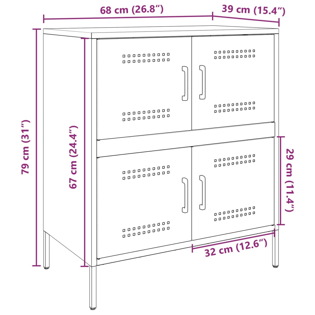 Komoda antracit 68 x 39 x 79 cm čelična