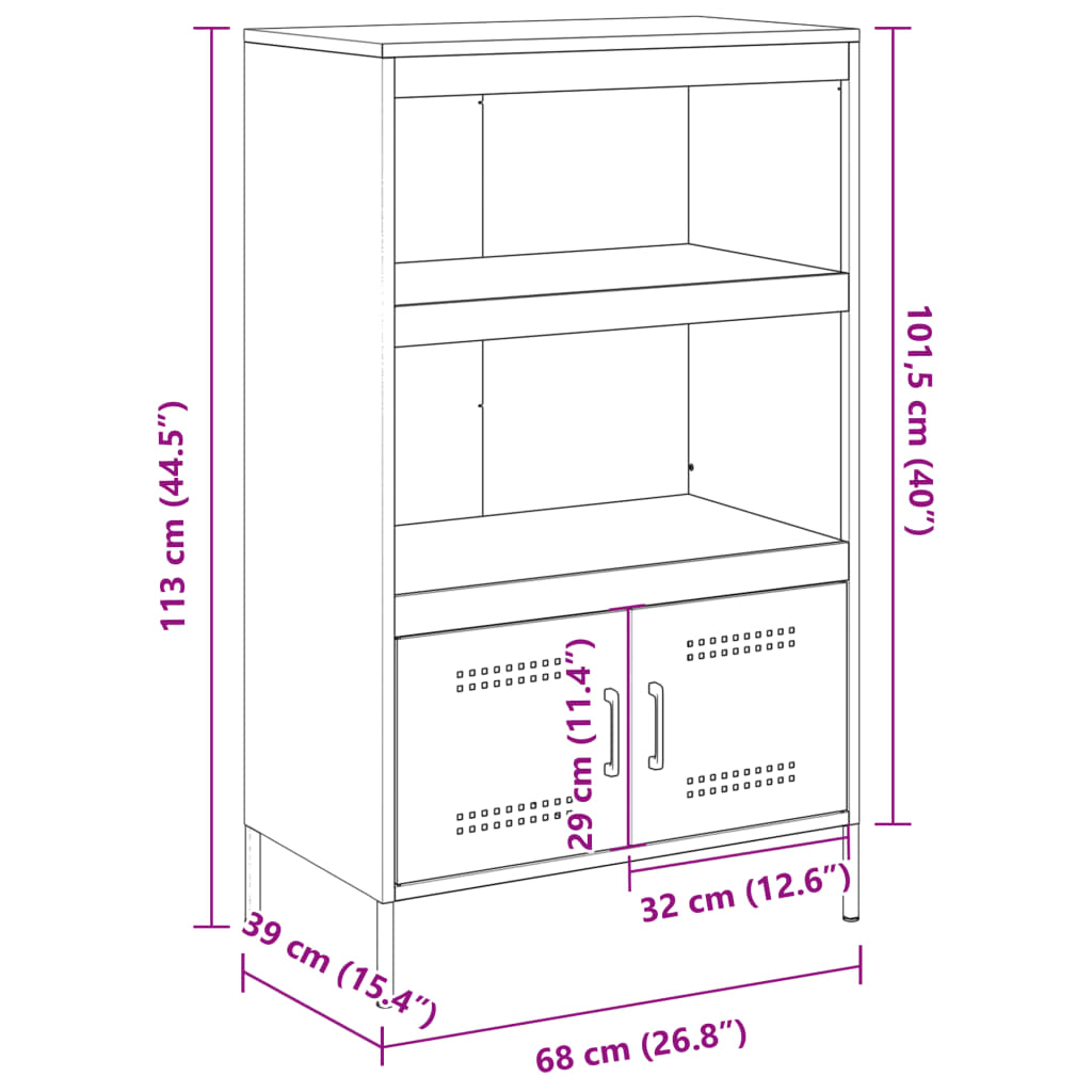 Visoka komoda antracit 67 x 39 x 113 cm čelična