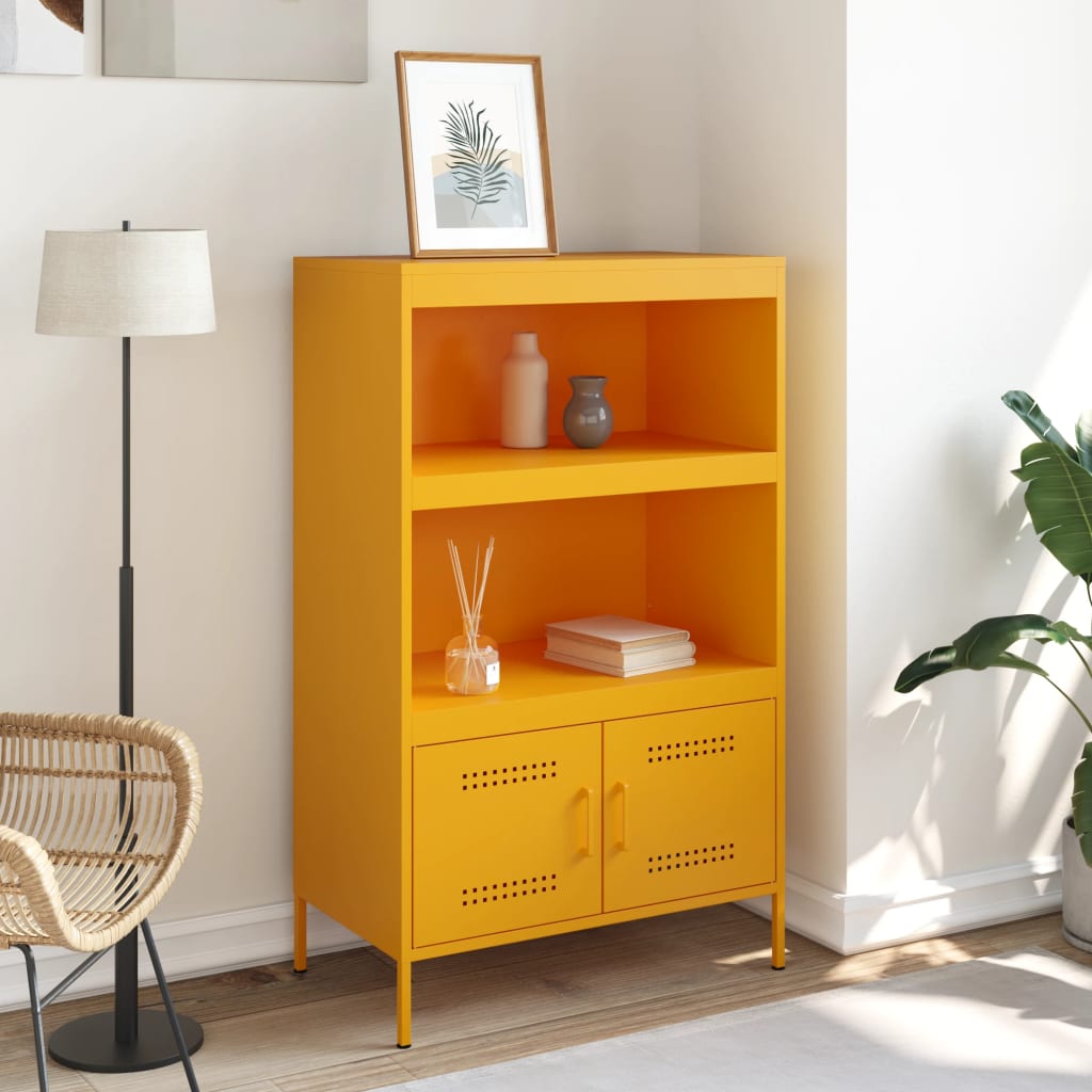 Visoka komoda boja senfa 67 x 39 x 113 cm čelični