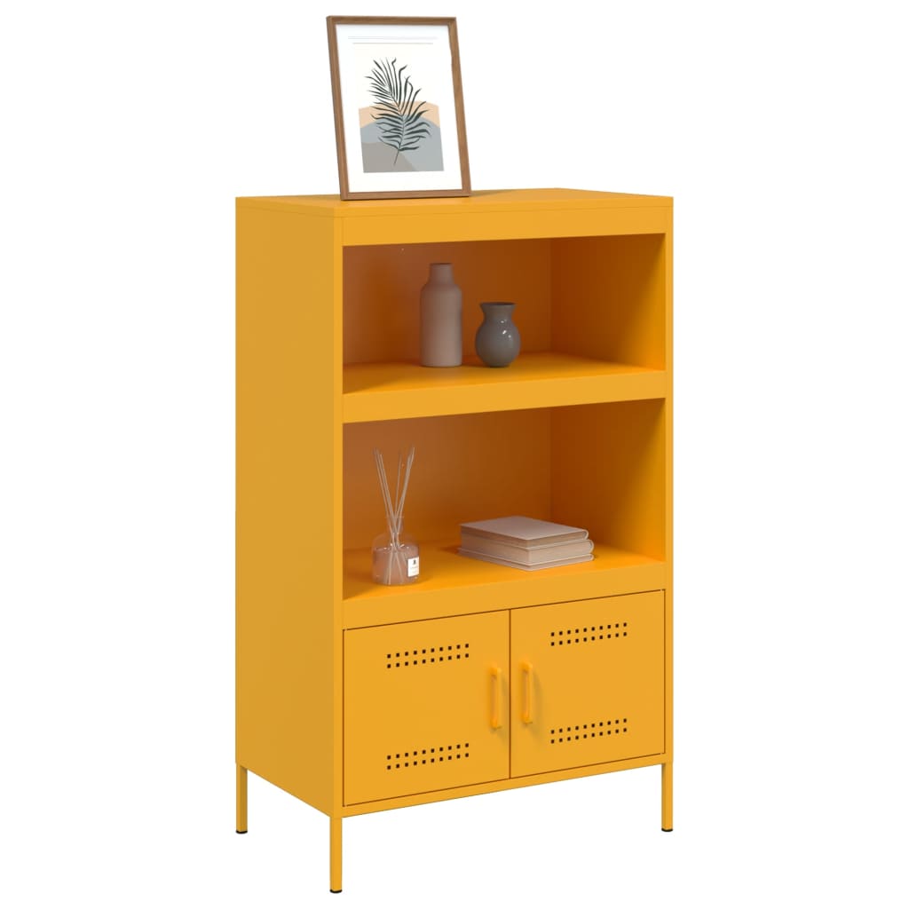 Visoka komoda boja senfa 67 x 39 x 113 cm čelični