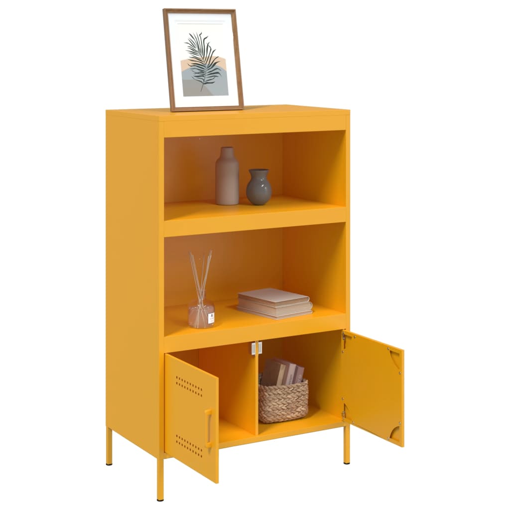 Visoka komoda boja senfa 67 x 39 x 113 cm čelični