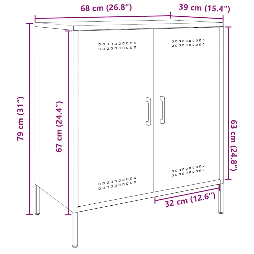 Komoda crna 68 x 39 x 79 cm čelična