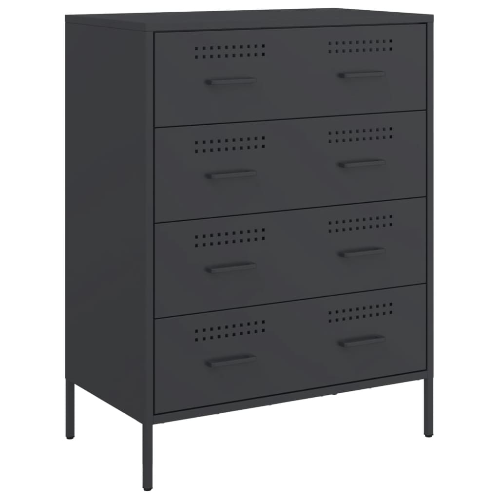 Komoda crna 68 x 39 x 89 cm čelična
