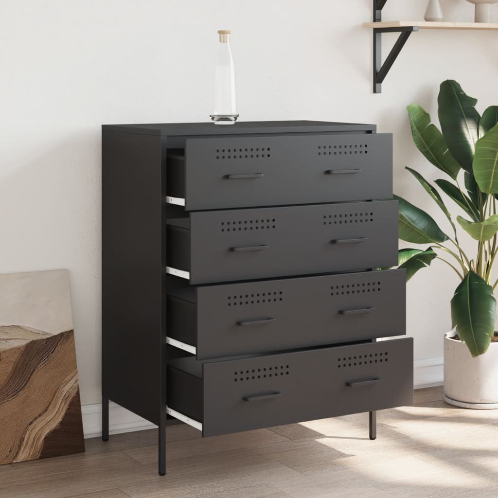 Komoda crna 68 x 39 x 89 cm čelična