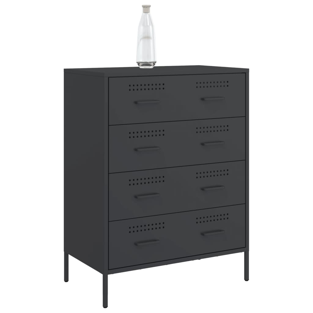 Komoda crna 68 x 39 x 89 cm čelična
