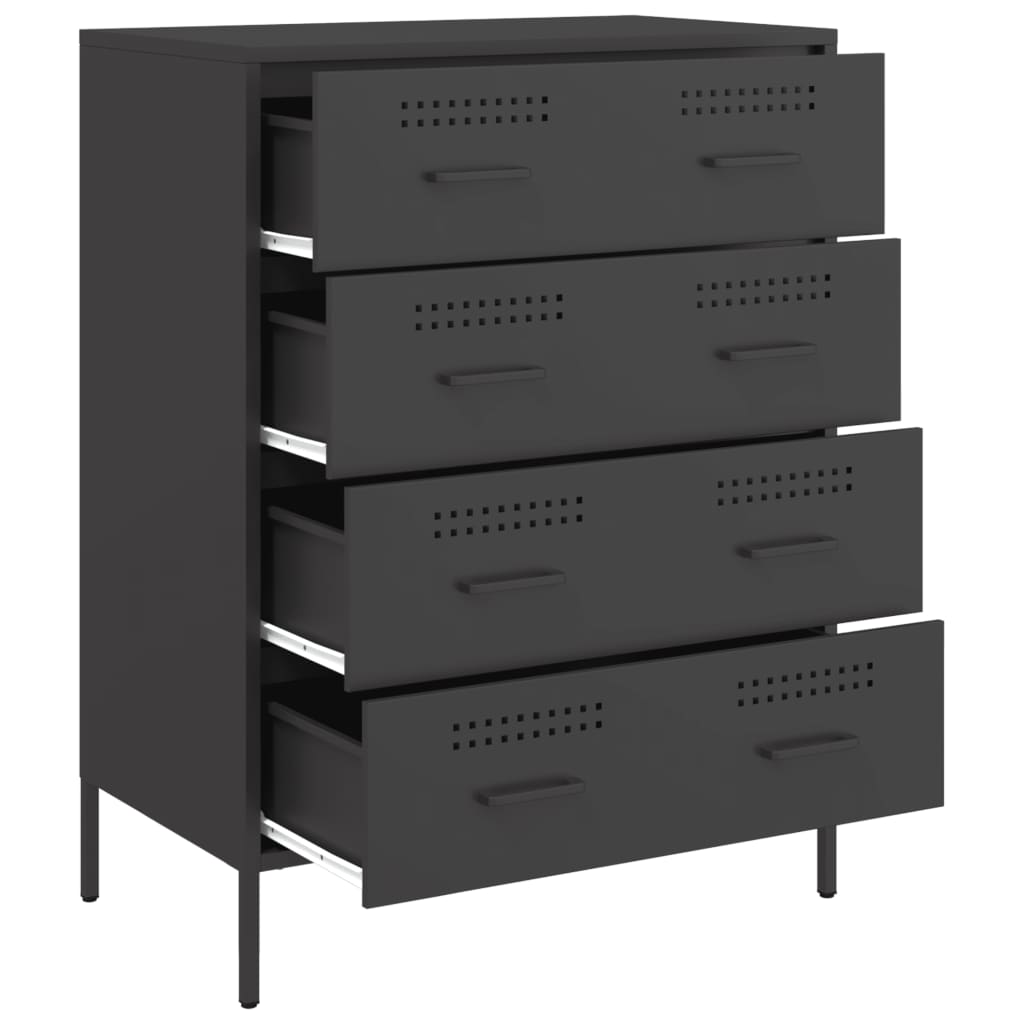 Komoda crna 68 x 39 x 89 cm čelična