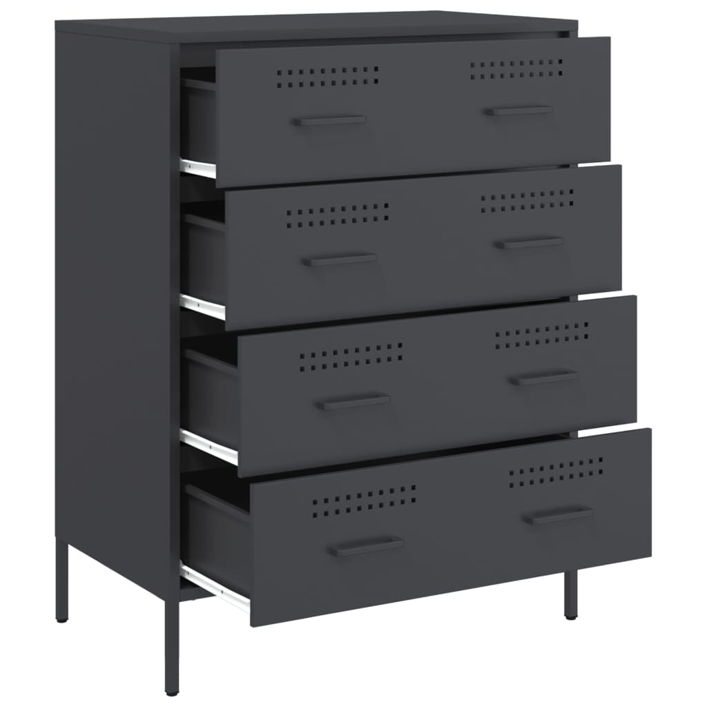 Komoda antracit 68 x 39 x 89 cm čelična