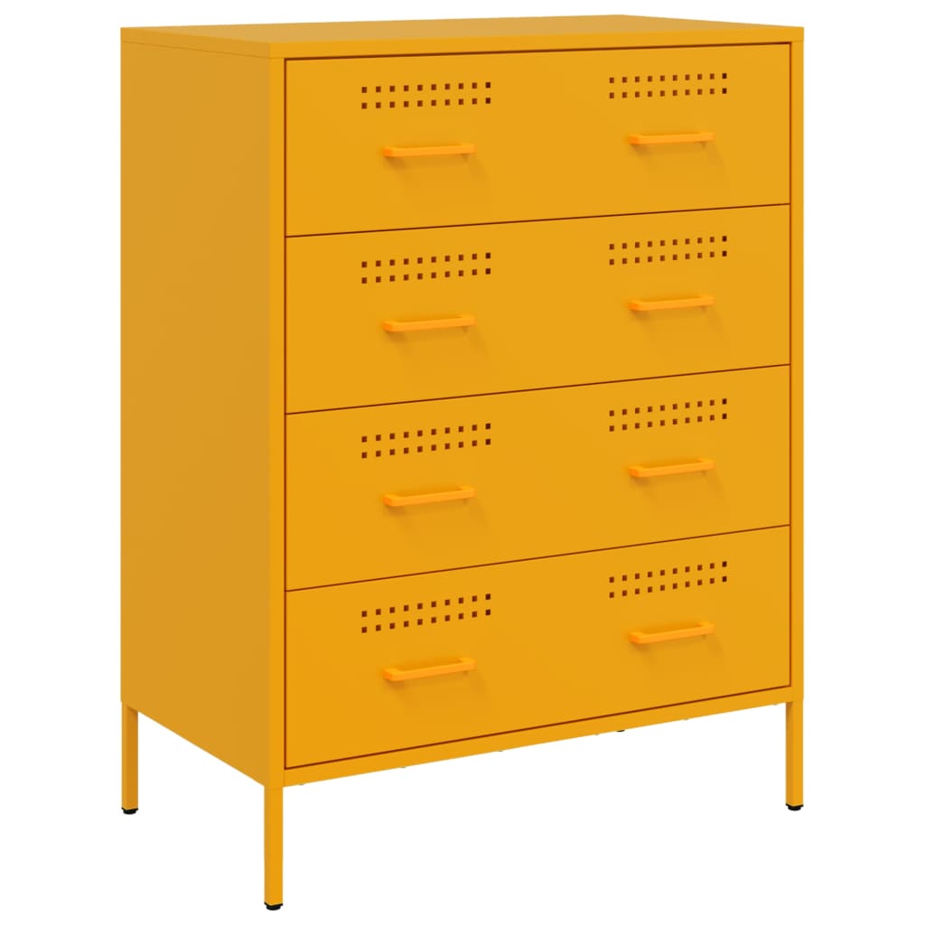 Komoda boja senfa 68 x 39 x 89 cm čelični