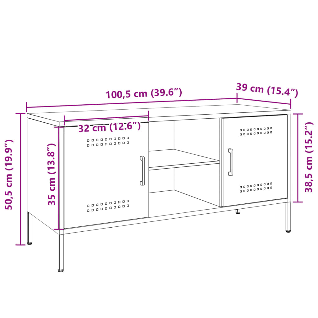 TV ormarić antracit 100,5 x 39 x 50,5 cm čelični