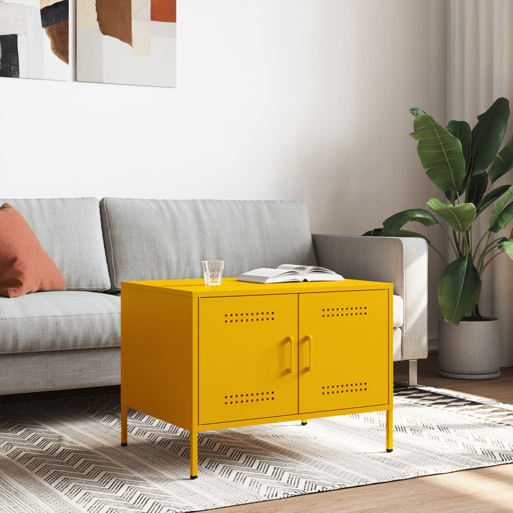 Stolić za kavu boje senfa 68x50x50,5 cm čelik