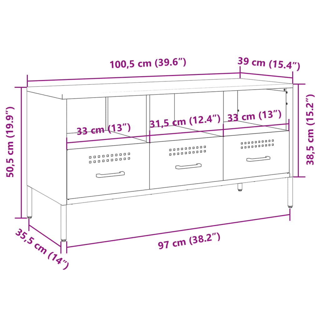 TV ormarić antracit 100,5 x 39 x 50,5 cm čelični