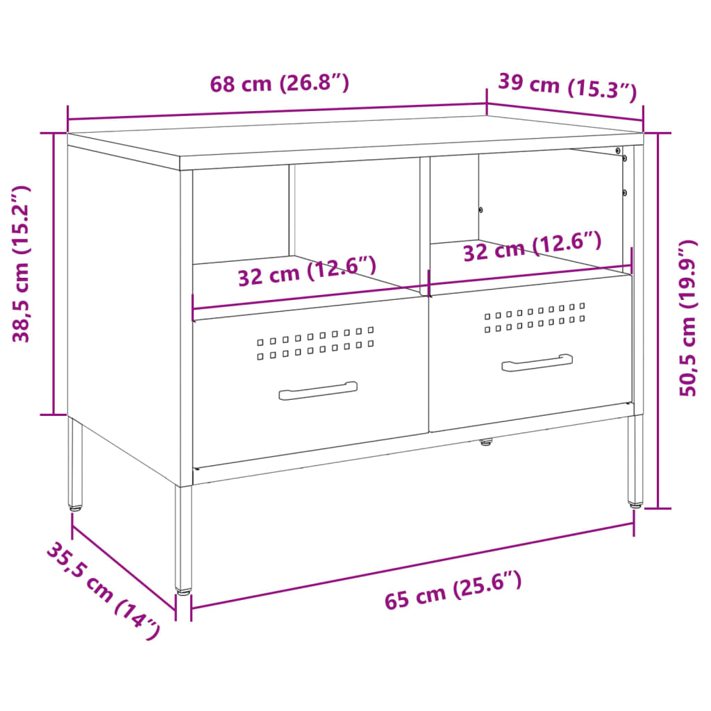 TV ormarić bijeli 68 x 39 x 50,5 cm čelični