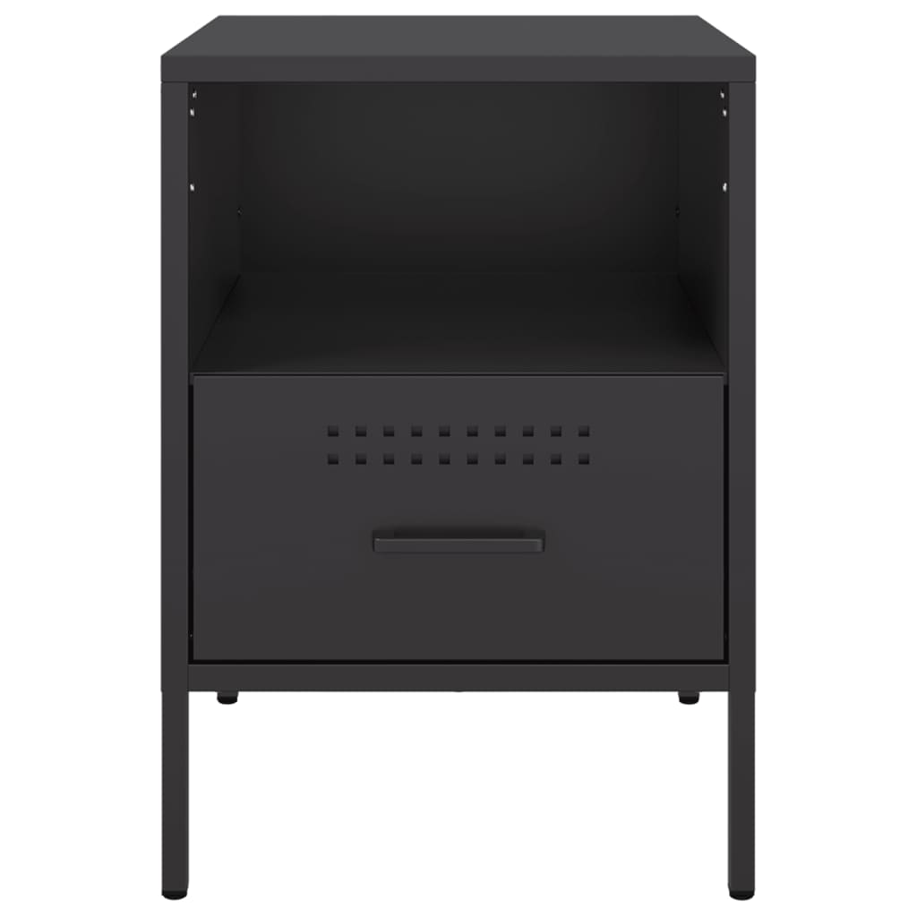 Noćni ormarići 2 kom crni 36 x 39 x 50,5 cm čelični